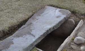 The cist is now partially open to reveal its craftsmanship.