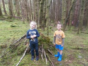 Shelter building with Kinlochewe Wildlife Watch Group