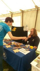 My fellow trainee Stephen giving children (and OPAL staff) at GCC's Wild in the City Event a bee-giners guide to making clothes peg bees 