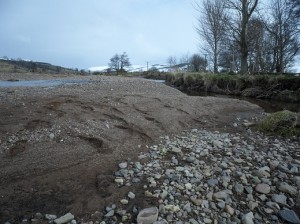 Rich agricultural soil that has been deposited on the Bowmont River