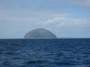 A view of the island Ailsa Craig - home to lots of gannets and curling stones!