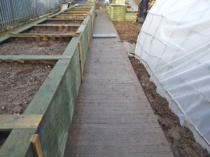 This first row of Chicken wire we started to lay. The Chicken wire stops people slipping especially in wet weather or if covered in mud or leaves.