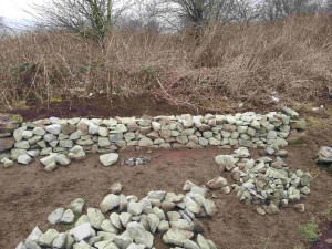 Finished result of the 1st drystone dyke. Started the day before by the mid-week group and green gym.
