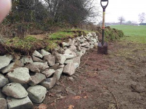 Turf added on top and soil from behind this adds stability and wildlife habitat. 