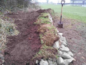 Turf added on top and soil from behind this adds stability and wildlife habitat. 